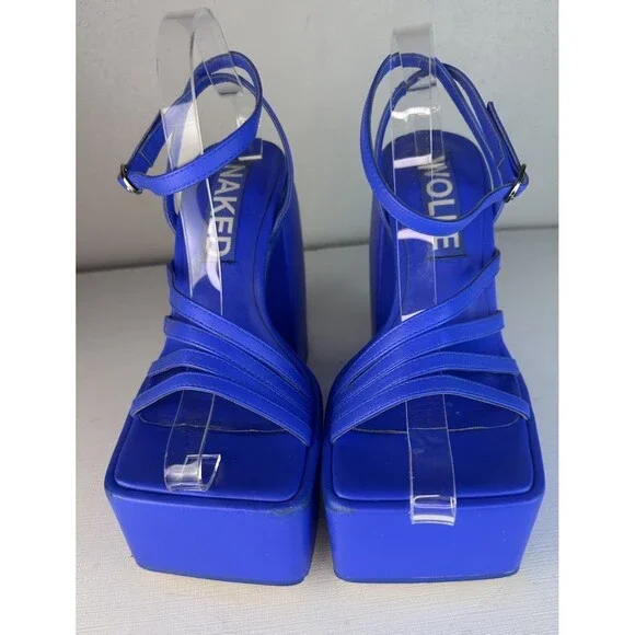 Naked Wolfe Platform Sandals jada Royal Blue Size EU 39 US 9 - Picture 2 of 13